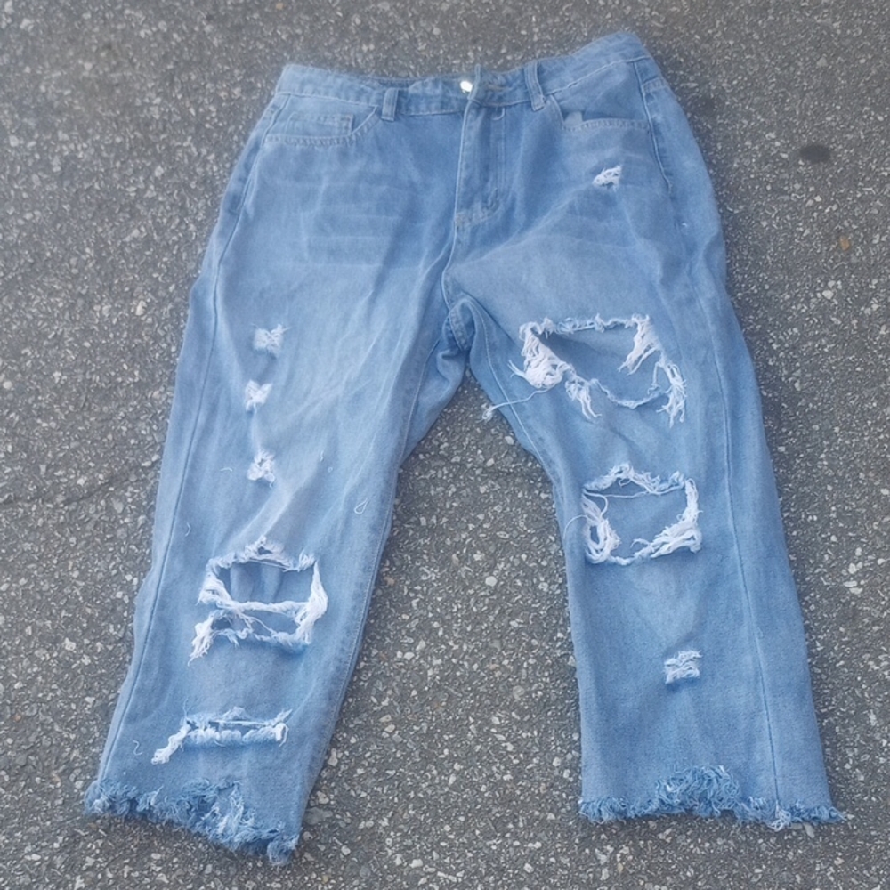 Distressed Blue Jeans